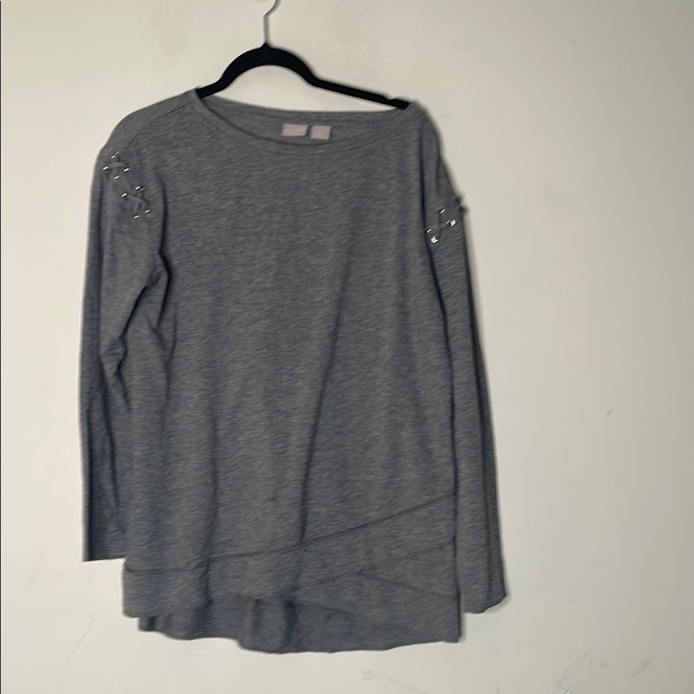 Chico's Gray Asymmetrical Embellished Sweatshirt